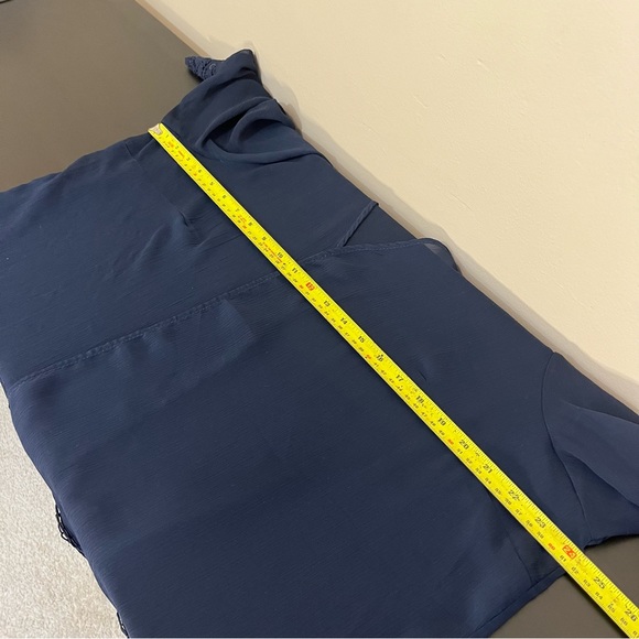 CJ Banks Navy Blue Sheer Open Cardigan Lace Crochet Trim - Picture 10 of 12